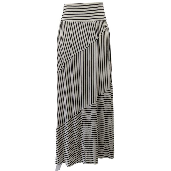 NWOT! COLDWATER CREEK! CREAM/BLACK STRIPED, KNIT JERSEY X-LONG MIDI SKIRT! SZ  M - Picture 9 of 10